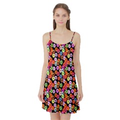 Colorful Yummy Donuts Pattern Satin Night Slip by EDDArt