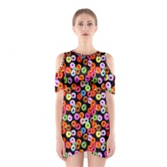 Colorful Yummy Donuts Pattern Shoulder Cutout One Piece by EDDArt