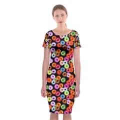 Colorful Yummy Donuts Pattern Classic Short Sleeve Midi Dress by EDDArt