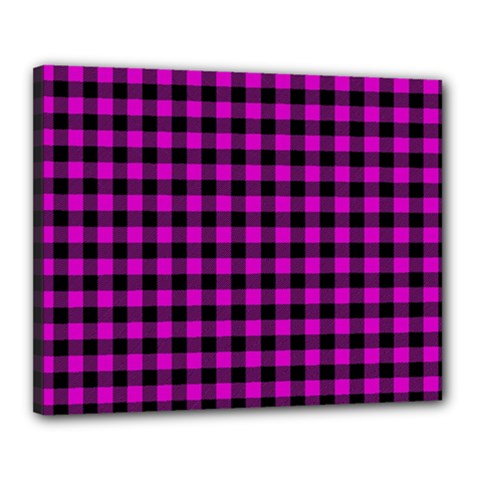 Lumberjack Fabric Pattern Pink Black Canvas 20  X 16  by EDDArt