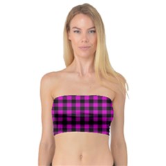 Lumberjack Fabric Pattern Pink Black Bandeau Top by EDDArt