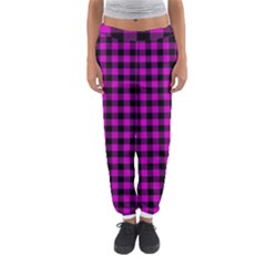 Lumberjack Fabric Pattern Pink Black Women s Jogger Sweatpants by EDDArt