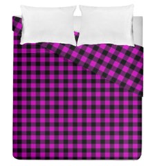 Lumberjack Fabric Pattern Pink Black Duvet Cover Double Side (queen Size) by EDDArt