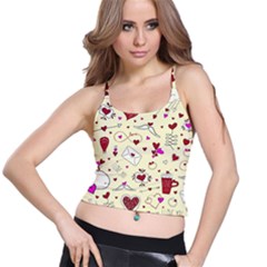 Valentinstag Love Hearts Pattern Red Yellow Spaghetti Strap Bra Top by EDDArt