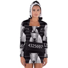 Criminal Goat  Women s Long Sleeve Hooded T-shirt by Valentinaart