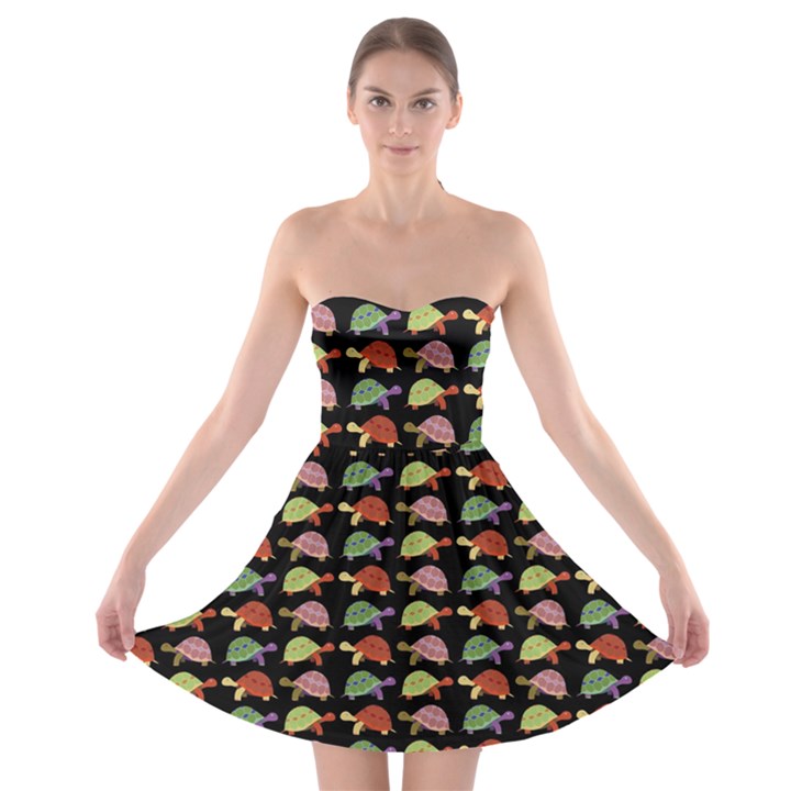 Turtle pattern Strapless Bra Top Dress