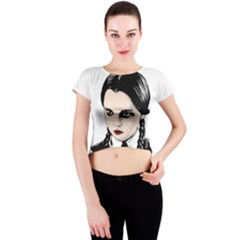 Wednesday Addams Crew Neck Crop Top by Valentinaart