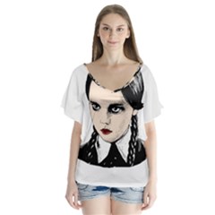 Wednesday Addams Flutter Sleeve Top by Valentinaart