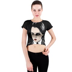 Wednesday Addams Crew Neck Crop Top by Valentinaart