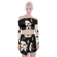 Wednesday Addams Off Shoulder Top With Skirt Set by Valentinaart