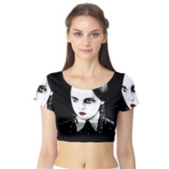 Wednesday Addams Short Sleeve Crop Top (tight Fit) by Valentinaart