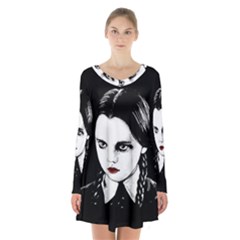 Wednesday Addams Long Sleeve Velvet V-neck Dress by Valentinaart