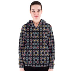 White Daisies Pattern Women s Zipper Hoodie by linceazul