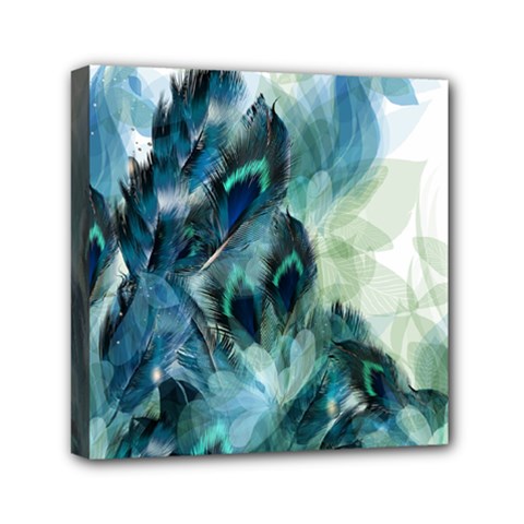 Flowers And Feathers Background Design Mini Canvas 6  X 6  by TastefulDesigns