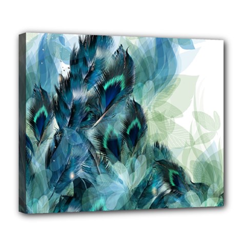 Flowers And Feathers Background Design Deluxe Canvas 24  X 20   by TastefulDesigns