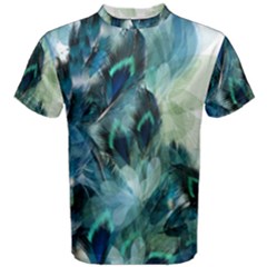 Flowers And Feathers Background Design Men s Cotton Tee by TastefulDesigns