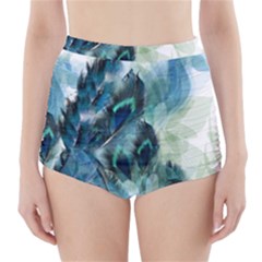 Flowers And Feathers Background Design High-waisted Bikini Bottoms by TastefulDesigns