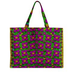 Bohemian Big Flower Of The Power In Rainbows Zipper Mini Tote Bag by pepitasart