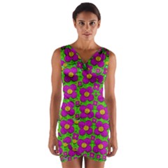 Bohemian Big Flower Of The Power In Rainbows Wrap Front Bodycon Dress by pepitasart