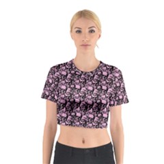 Skulls Pattern  Cotton Crop Top by Valentinaart