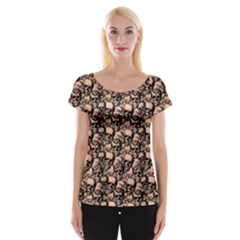 Skulls Pattern  Women s Cap Sleeve Top by Valentinaart