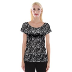 Skulls Pattern  Women s Cap Sleeve Top by Valentinaart