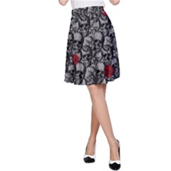 Skulls And Roses Pattern  A-line Skirt by Valentinaart