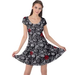 Skulls And Roses Pattern  Cap Sleeve Dresses by Valentinaart