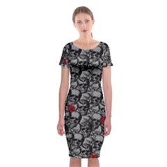 Skulls And Roses Pattern  Classic Short Sleeve Midi Dress by Valentinaart