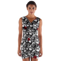 Skulls And Roses Pattern  Wrap Front Bodycon Dress by Valentinaart