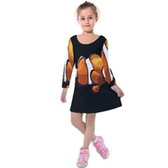 Clown Fish Kids  Long Sleeve Velvet Dress by Valentinaart