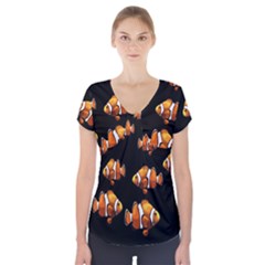 Clown Fish Short Sleeve Front Detail Top by Valentinaart