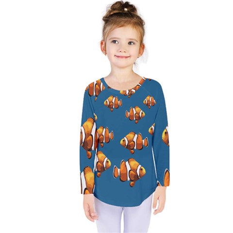 Clown Fish Kids  Long Sleeve Tee by Valentinaart