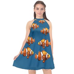 Clown Fish Halter Neckline Chiffon Dress  by Valentinaart