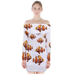 Clown Fish Long Sleeve Off Shoulder Dress by Valentinaart