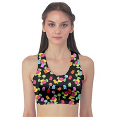 Candy Pattern Sports Bra by Valentinaart