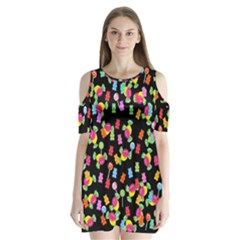 Candy Pattern Shoulder Cutout Velvet  One Piece by Valentinaart