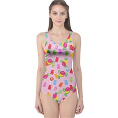 Candy Pattern One Piece Swimsuit by Valentinaart