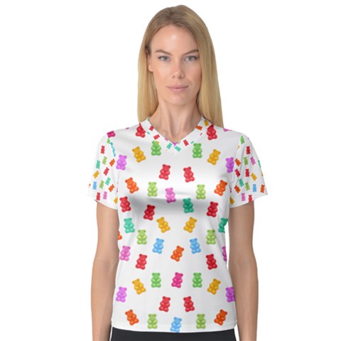 Candy Pattern Women s V-neck Sport Mesh Tee by Valentinaart