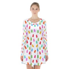 Candy Pattern Long Sleeve Velvet V-neck Dress by Valentinaart