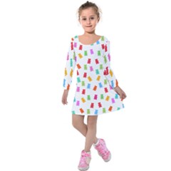 Candy Pattern Kids  Long Sleeve Velvet Dress by Valentinaart