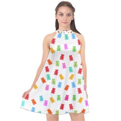 Candy Pattern Halter Neckline Chiffon Dress 