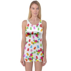 Candy Pattern One Piece Boyleg Swimsuit by Valentinaart