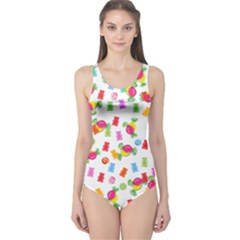 Candy Pattern One Piece Swimsuit by Valentinaart