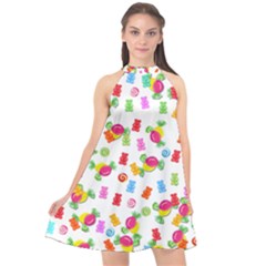 Candy Pattern Halter Neckline Chiffon Dress  by Valentinaart