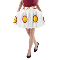 Alarm Clock Time Circle Orange Hour A-line Pocket Skirt by Mariart