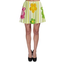 Animals Bear Flower Floral Line Red Green Pink Yellow Sunflower Star Skater Skirt by Mariart