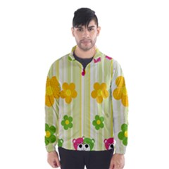 Animals Bear Flower Floral Line Red Green Pink Yellow Sunflower Star Wind Breaker (men) by Mariart