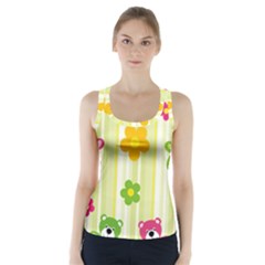 Animals Bear Flower Floral Line Red Green Pink Yellow Sunflower Star Racer Back Sports Top by Mariart