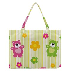 Animals Bear Flower Floral Line Red Green Pink Yellow Sunflower Star Medium Zipper Tote Bag by Mariart